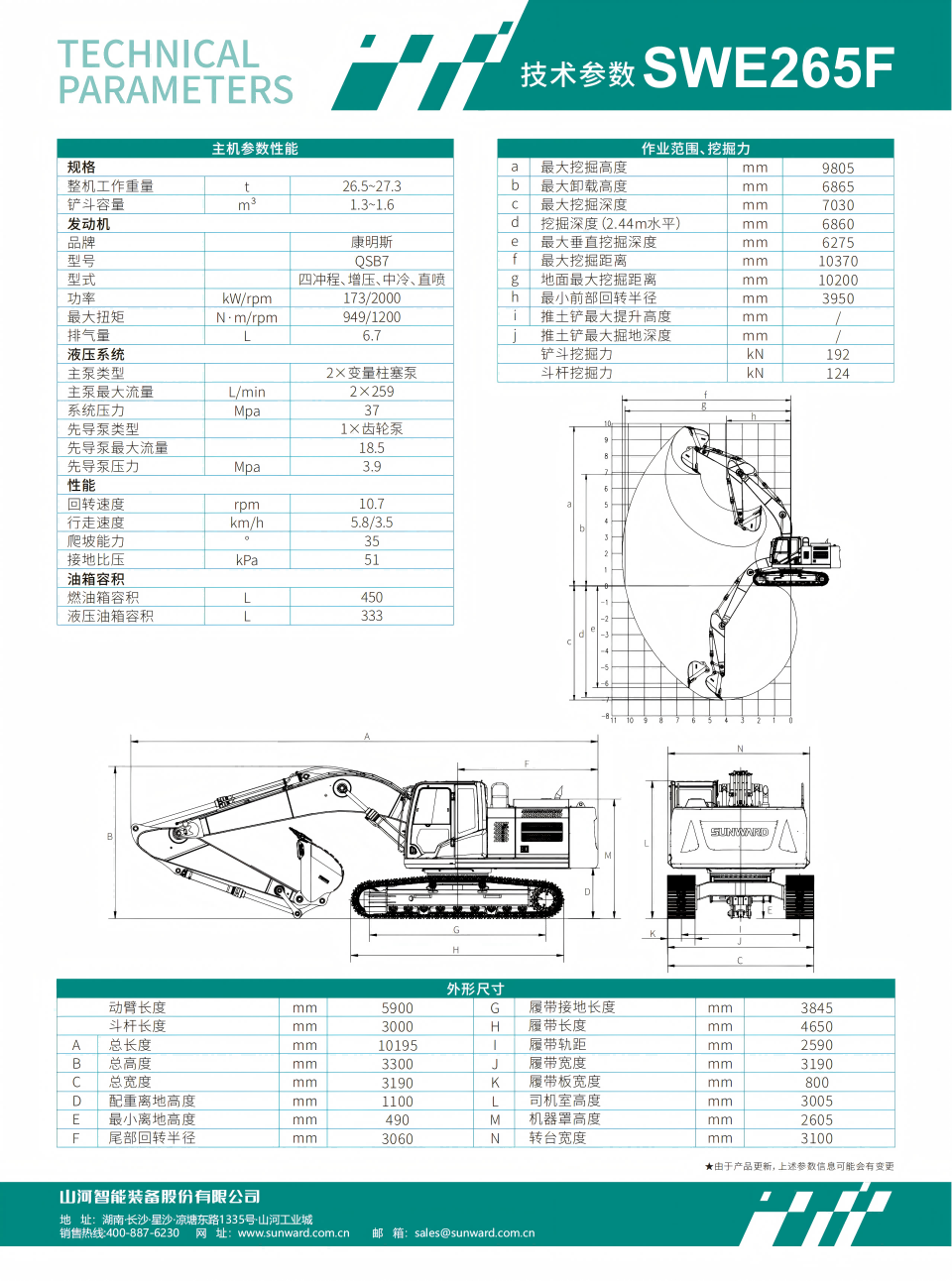 SWE265F 中型挖掘機